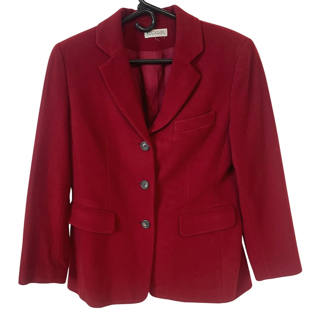 Vintage Ann Taylor‎ Petites Women's Red Blazer Jacket Career Business Interview